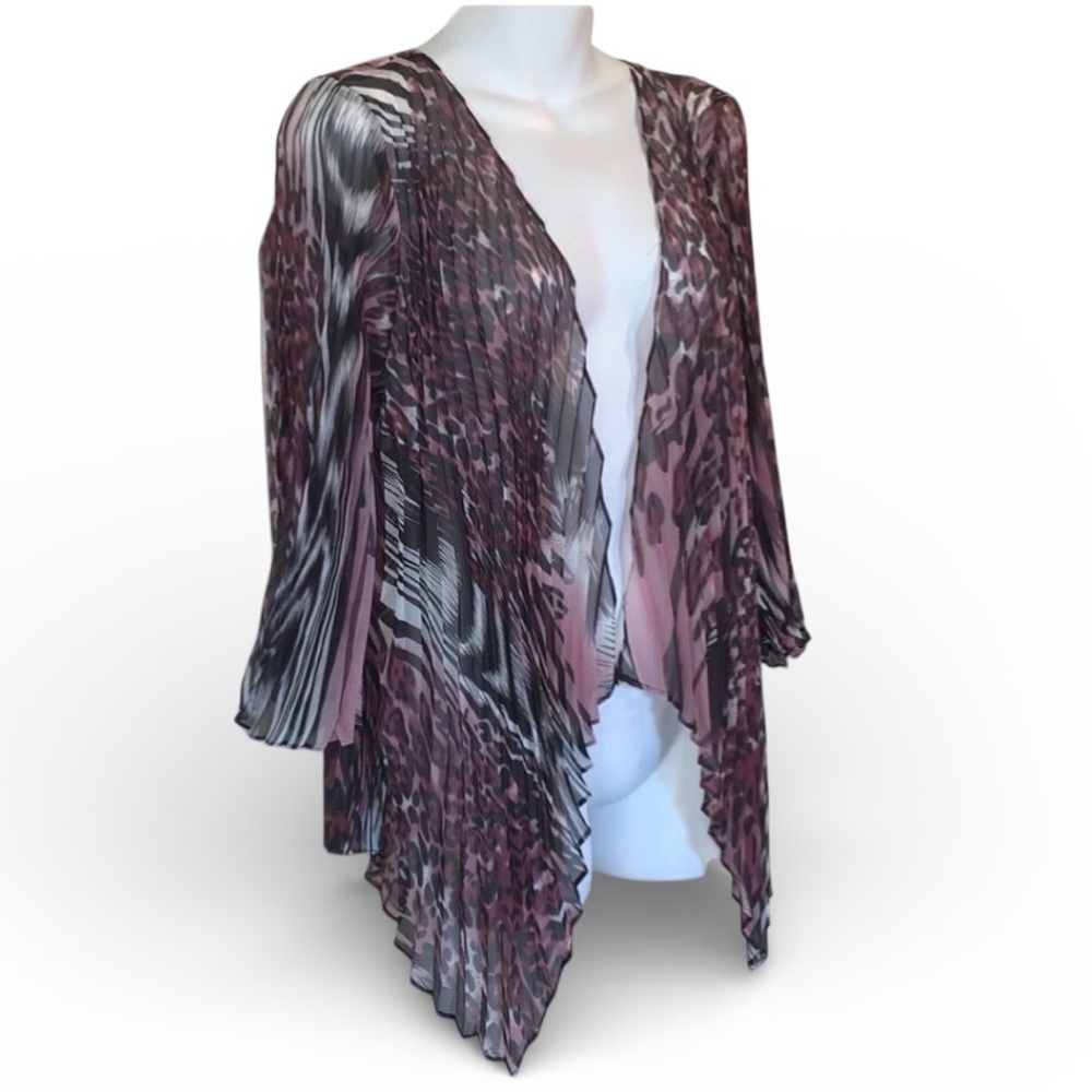 NICOLA jacket, Women's, M, purple zebra/leopard print, EUC, micropleated
